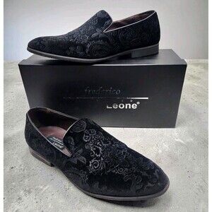 Frederico Leone Marcel Velvet Tux Shoes Mens 10 Black Baroque Gothic Royalty
